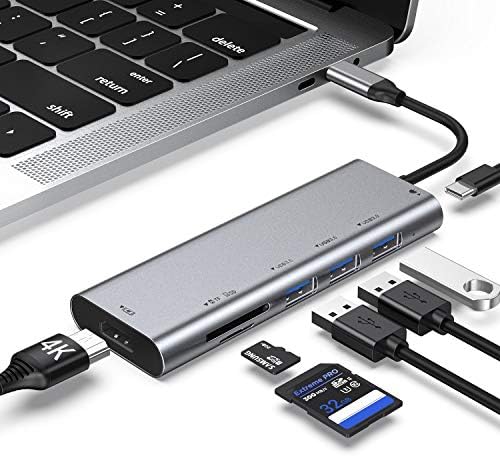 Adaptador de cubo USB C, 7 em 1 em 1 hub do tipo C MacBook Pro Accessors Adapter Multiport com 4K HDMI, entrega
