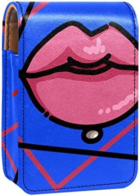 Caixa de batom de Oryuekan com espelho bolsa de maquiagem portátil fofa bolsa cosmética, cartono de lábio Pink Pink Blue