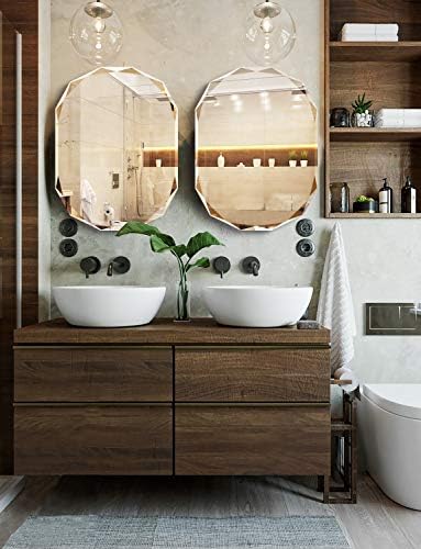 Espelho de parede recortado sem moldura para banheiro - retângulo 20 '' x 28 '' x 1 chanfrado espelho de banheiro sem moldura para parede