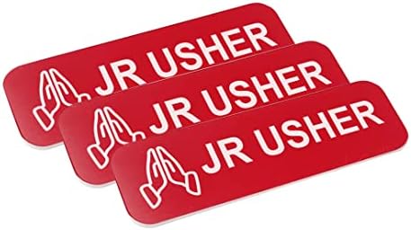 Jr Usher 1 x 3 Nome tag/crachá, ouro escovado, orando as mãos