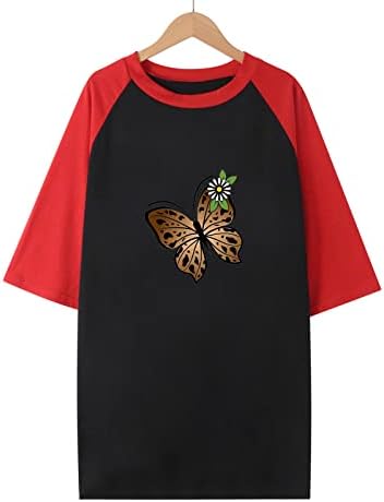 Camiseta de borboleta de manga curta feminina Camiseta de tamanho grande pesco