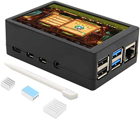 Geekworm para Raspberry Pi 4 Modelo B, tela de toque de 3,5 polegadas com caixa de ABS e kit de dissipadores de calor PI 4, max