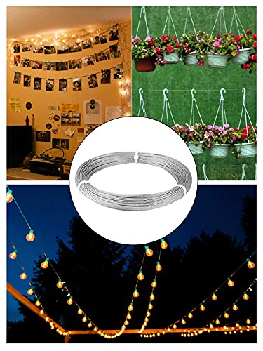 FSHIHINE 1/16 corda de arame 20ft 304 Cabô de aço inoxidável Decorações de jardim e ornamentos Cabo de cabo de fio para kits de