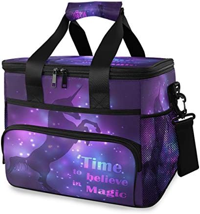 Alaza Galaxy Silhueta de Unicorn Colorful com luzes mágicas de grande capacidade mais fria bolsa de almoço isolada de lanchonete