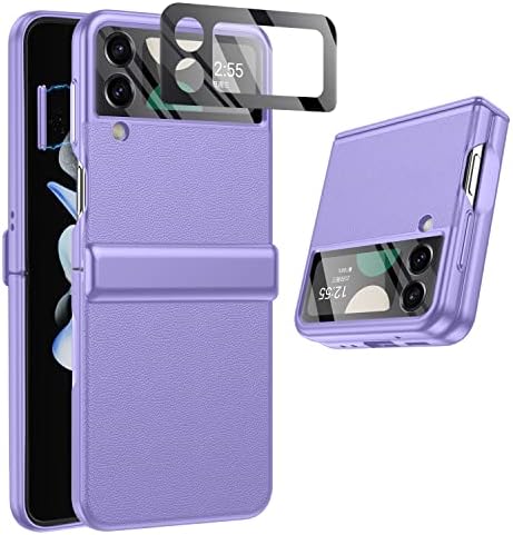 Para Samsung Z Flip 4 Caso: Caso com dobradiça de mola e proteção de volume de metal e proteção da tela da câmera, cobertura de