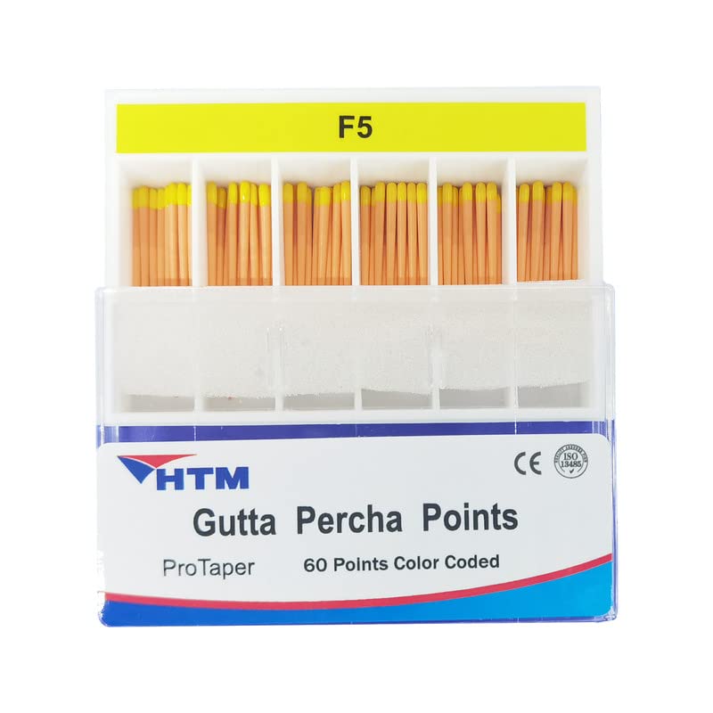 HTM Gutta Percha Points Pro F1, F2, F3, F4, F5, F1-F5 Especial Conjunto por Carton 60 pontos （Pro-F2-2
