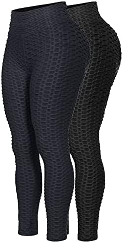 BeyondFab Women Feminino Cantura alta Treça de luta de levantamento texturizada Treles de leggings