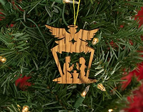 Angel Wings Nativity Wood Wood Christmas Ornament de Israel, Decoração de Ornamentos Religiosos, Decoração Sazonal de Madeira