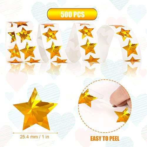 500pcs Gold Star Star para crianças gráfico de recompensa de crianças na sala de aula da escola, adesivos holográficos