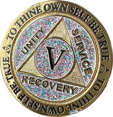 5 anos AA Medallion Reflex Birthday Funfetti Silver Glitter Gold Plated Chip
