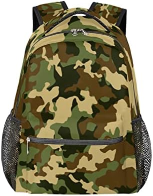 Camo Geometria Backpack School Bookbag for Kids Boys Girl, Green Camouflage Mackpacks Book Bag Travel Caminhando Camping