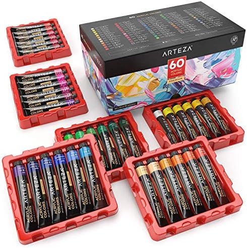 Arteza acrílico conjunto de tintas e detalhes de tinta detalhados, suprimentos de arte para artistas, Hobby Painters &