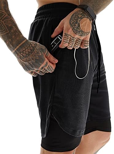 Treino para homens diqqid Executando shorts 2 em 1 Quick Dry Gym Yoga Athletich 7 polegadas Sports esportivos com bolsos telefônicos