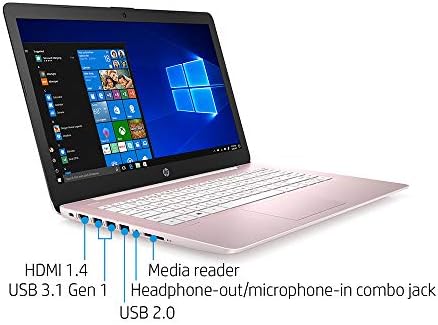 2021 HP Stream 14 HD SVA Laptop Computador, Processador Intel Celeron N4000, 4 GB de RAM, Memória Flash Emmc de 64 GB, Intel