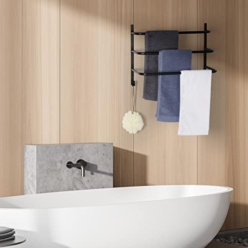 Toalhas para o banheiro barras de toalhas de três camadas montadas na parede Matte Black Toarder com ganchos para banheiro parede