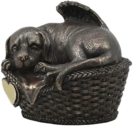 Homdec Angel Labrador Dog Sleeping in Wicker Basket Cremation Urn Pet