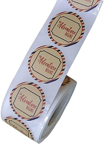 Youok the Adventure começa adesivos, adesivos de tags redondos de 1,5 polegadas para projetos de artesanato, casamentos e chuveiros,