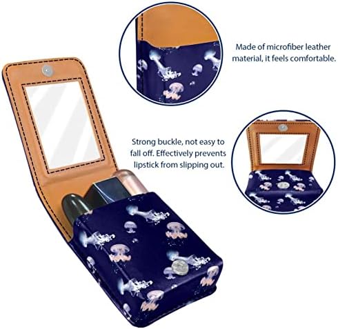 Caixa de batom de Oryuekan com espelho bolsa de maquiagem portátil fofa, bolsa cosmética, desenho animado de animais