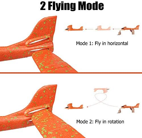 4 Brinquedos de avião de embalagem, atualização de 17,5 Plano de espuma de arremesso grande, 2 Plano de planador de modo de vôo, brinquedo