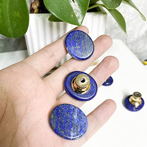 Youyouulu 5pcs Lapis-Stone-Drawer-Pulls, Lazuli-Gemstone-Cabinet-Knobs Cupboard-Blue-Stone-Dresser-Handles