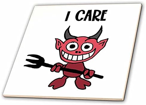 3drose engraçado demônio com pitchfork diz que eu me importo com o diabo me importo - telhas