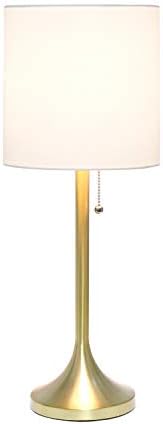 Designs simples LT1076-GDW TaBered Tambe Drum Sombra Lâmpada de mesa, ouro/branco 8 x 8 x 21