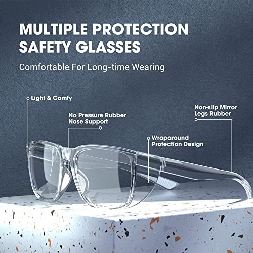 Óculos de segurança de lã anti nevoeiro quadrado de segurança óculos de segurança resistentes a arranhões com óculos de bloqueio de luz azul para homens homens