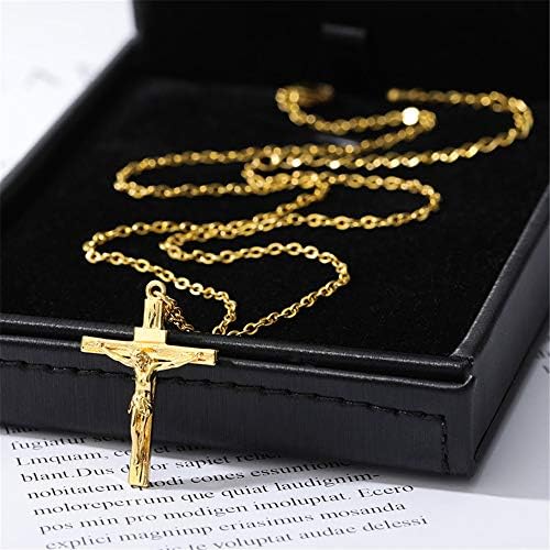 Kumshunie aço inoxidável cruzamento crucifixo Colar pingente jóias de batismo religioso unissex