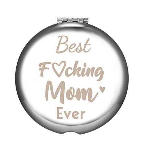 Melhor mãe de todos os presentes da mãe de filha e filho, espelho compacto de aço inoxidável gravado personalizado para bolsa,
