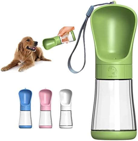 Okvsko Dog Water Bottle Puppy Dispenser Priação de vazamento portátil com alimentador de bebida para viagens de viagem ao ar livre de animais de estimação, 330ml, branco