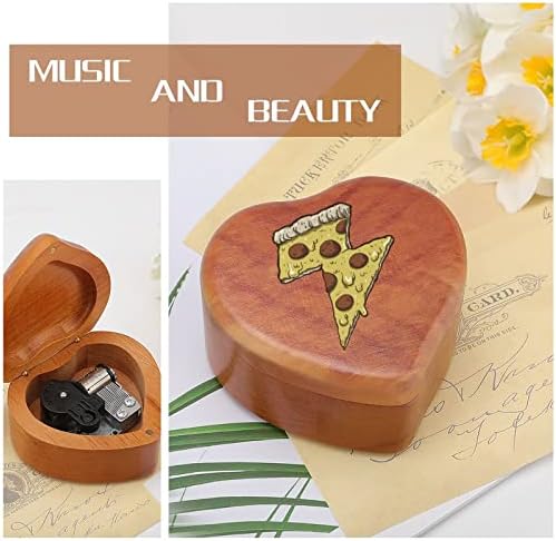 Thunder Cheesy Pizza Wind Up Vintage Wooden Music Box Wedding Valentine Christmas Birthday Clockwork Presente musical