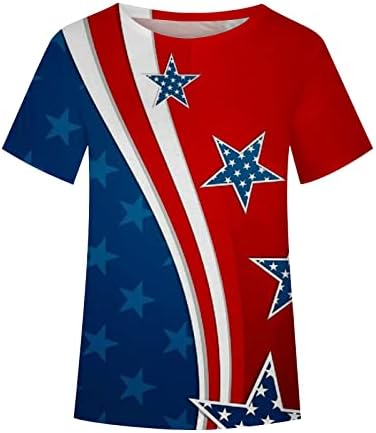 American Flag Shirt Mulheres 4 de julho de camiseta patriótica STAR STRES TEES USA TOPS GRÁFICOS DE FLAND LADA LADA MUNDA CURTA TOP