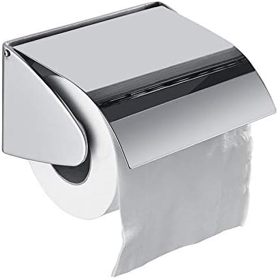 Yuanflq prata 304 Aço inoxidável Polido de papel toalheiro de toalheiro Banheiro caixa de lenços de papel higiênico suporte de papel de parede criativo montado na parede com acessórios de banheiro de prateleira
