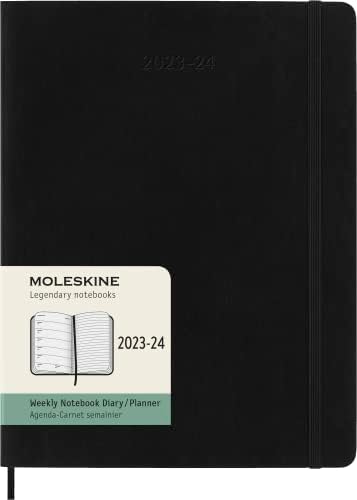 Moleskine 2023-2024 Planejador semanal, 18m, capa mais grande, preta e macia