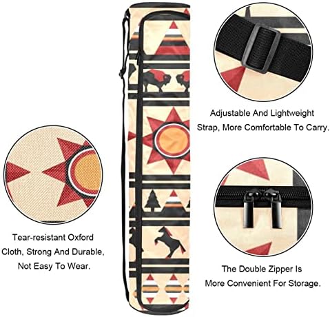 Indian Tribal Pattern Yoga Mat Bags Full-Zip Yoga Carry Bag for Mulher Men, Exercício portador de tapete de ioga com cinta ajustável