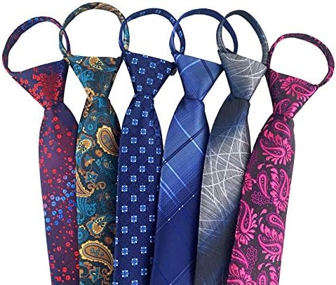 LOVACEY ZIPPER LAÇOS PARA HOMENS, 2,76 polegadas clássicas de tecido de seda zíper de seda Paisley pré-amarrado Vários designs com zíper gravata pescoço