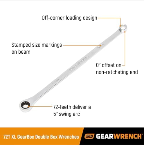 Gearwrench Gearbox ™ 12 pt. Chave de catraca de caixa dupla xl, 21mm - 85923