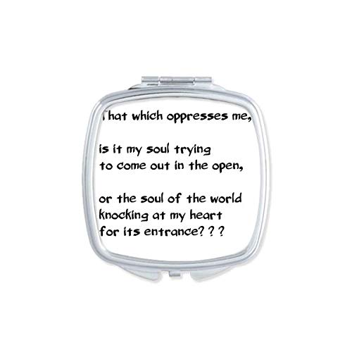 Citação de poesia Slocking Soul no coração espelho portátil compacto maquiagem de bolso de dupla face de vidro lados