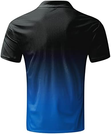 Camiseta de manga curta de gradiente masculino verão de 3 botões de lapela polo pólo umidade wicking atlético camiseta casual