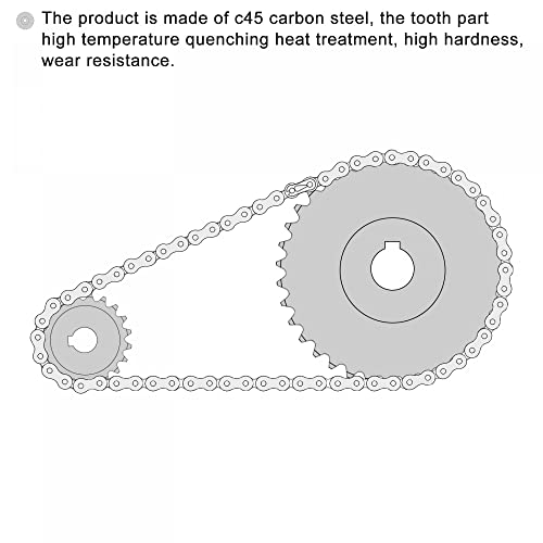 UXCELL 25 Rollo de dente Tipo B, 25 corrente, fita única de 1/4 , 10mm de óxido preto C45 aço carbono, chaveiro com parafusos de ajuste