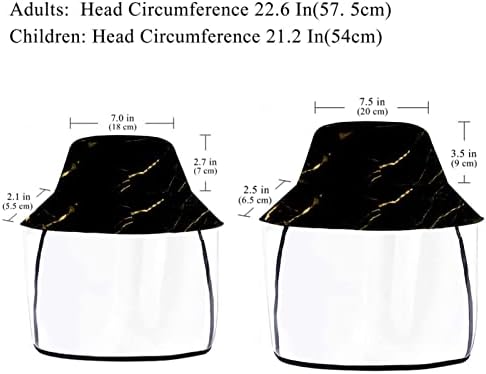 Chapéu de proteção para adultos com escudo facial, chapéu de pescador anti -sun tap, linha de mármore preto da linha dourada