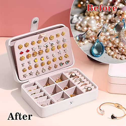 AGECASH Uma pequena caixa de jóias, mini -jóias portáteis Brincos de jóias Colares Rings Organizador de armazenamento, Organizador de