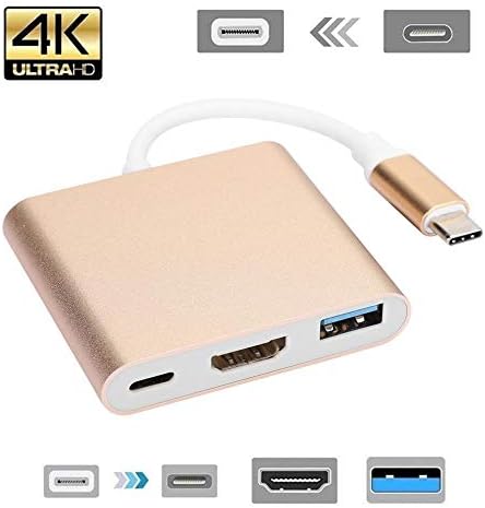 ZOPSC portátil USB-C para HDMI Adaptador 3 em 1 Monitor de adaptador de conversor Tipo-C para HDMI com concha de metal