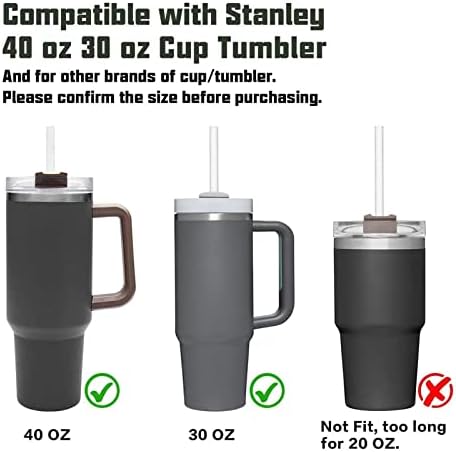 Palhados de substituição de 6 compasos para stanley 40 oz de copo, palha reutilizável de plástico com 2 tampas de