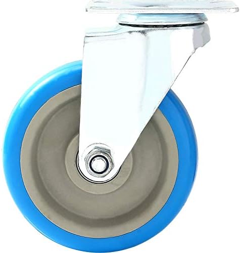 Pacote de 8 polegadas de 5 polegadas Placa giratória de giro combo sem freio de serviço pesado em rodas PU azul com parafusos pesados