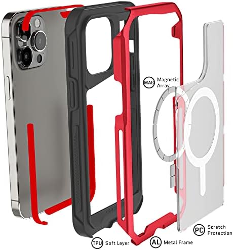 GHOSTEK Atomic Slim iPhone 14 Pro Max Case MagSafe Ring Magnet embutido para carregamento e acessórios sem fio Cristal