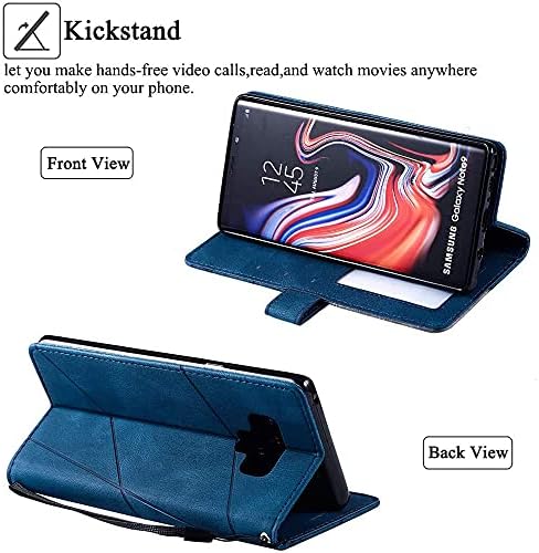 ASUWISH compatível com a caixa da carteira Samsung Galaxy Note 9 e da tela de vidro temperado protetor de couro de lasca