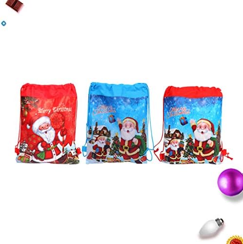 Happyyami Casa de drawpack Backpack Candy Gift Bags 3pcs Sacos de presente de cordão de Natal Papai Noel Backpack