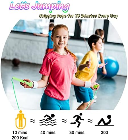 Pugar corda para crianças, 6 comprimento de embalagem ajustável crianças leves pulando corda para crianças, estudantes, meninos e meninas esportes ao ar livre, exercício de fitness, mantendo a forma, treino