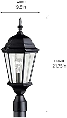 Kichler Madison 21,5 1 Light Post Light com vidro chanfrado claro em preto